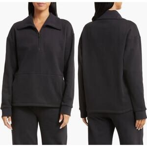 Beyond Yoga Trek Half Zip Pullover Sweater in Black Size Large Athleisure Casual